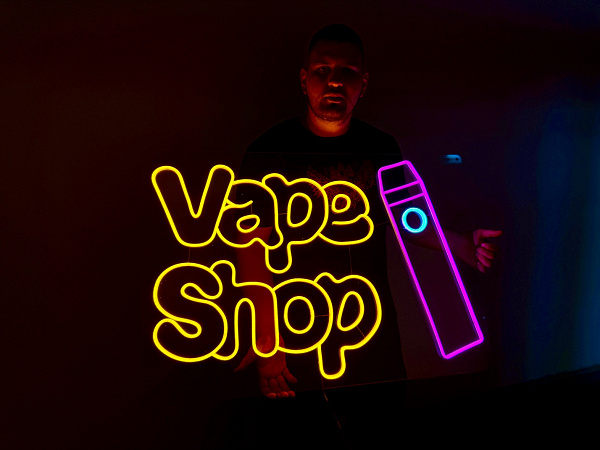 Неоновая вывеска "Vape Shop"