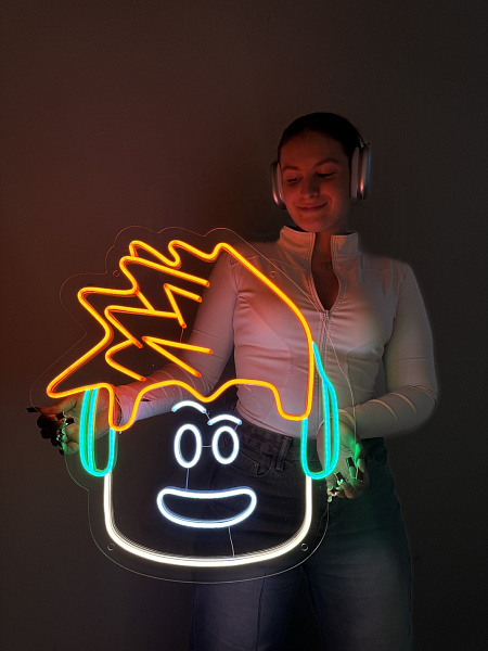 Неоновая вывеска "Roblox голова"